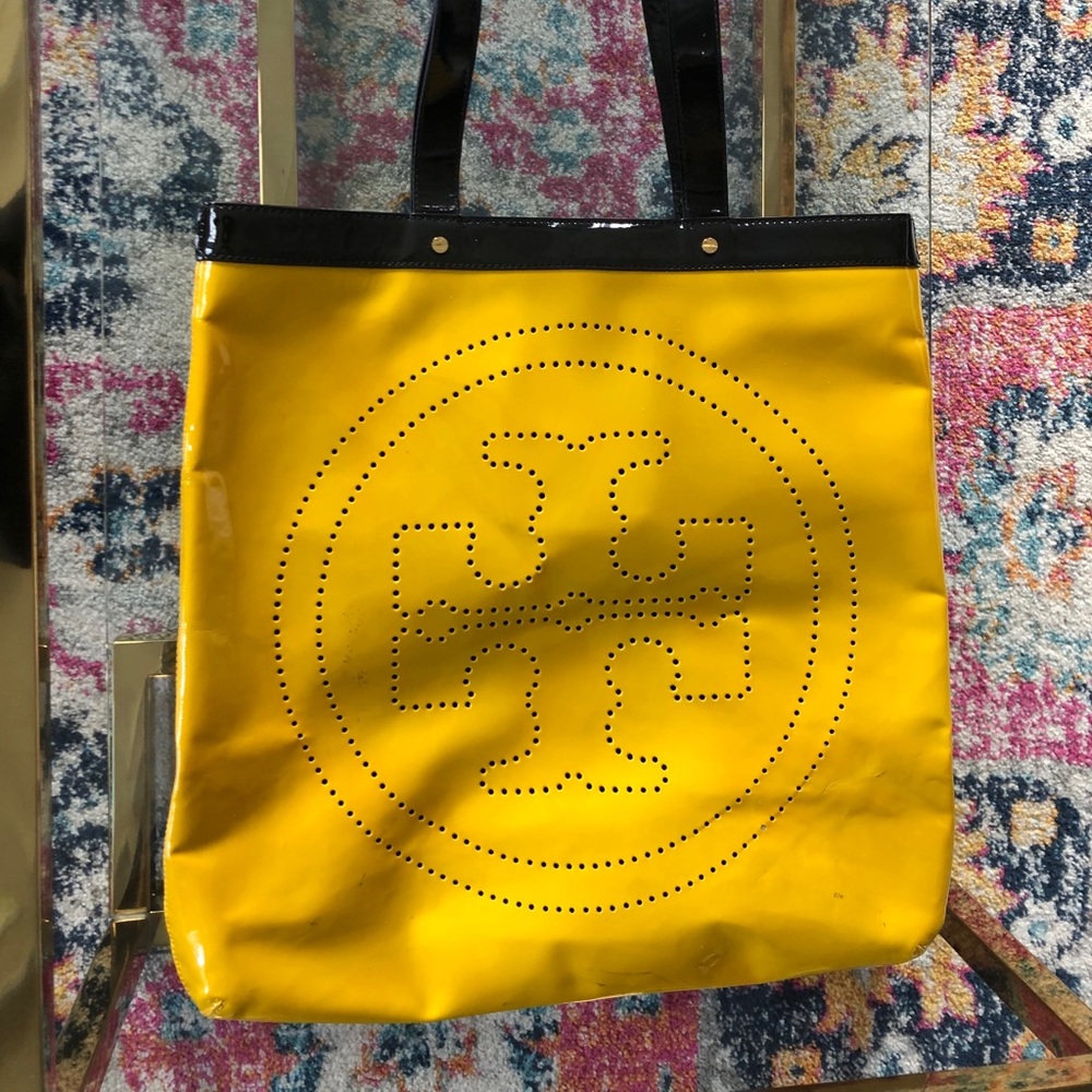Tory Burch yellow & black leather bag